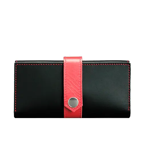 Кожаное женское портмоне 3.0 черное с красным. - фото 10