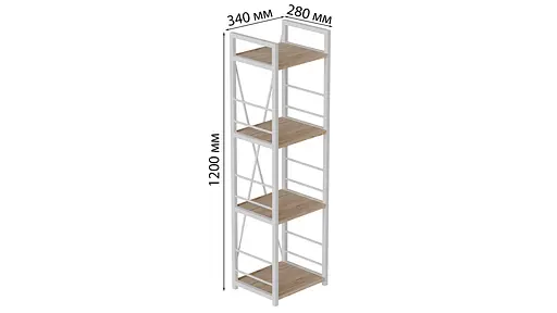 Этажерка 4/34 Серии Коннект 120x34x28 белый ДСП Дуб Сан-Марино 16мм FRD-104278 - фото 5