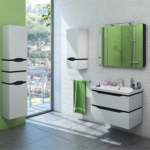 Пенал підвісний Sanwerk "Алесса Air" 35 сірий з кошиком для білизни MV0000370 правий, Сірий - фото 2