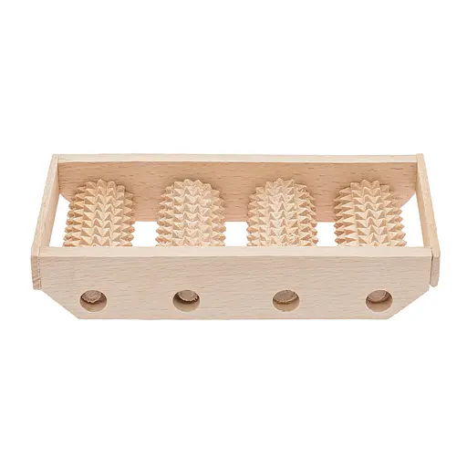Масажер для ніг дерев'яний зубчастий на 4 ролики для однієї ноги 25х12.5х5 см, Woodly 84981 - фото 6