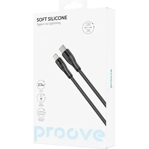 Кабель Proove Soft Silicone USB-C to Lightning 27W 1m Black (CCSO27002101) [130629] - фото 5