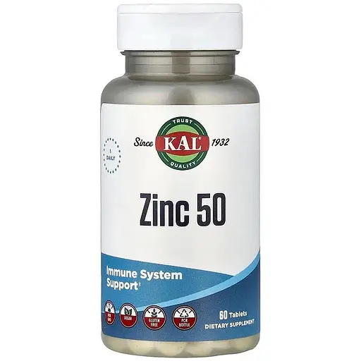 Цинк KAL Zinc 50 mg, 60 таблеток - фото 1