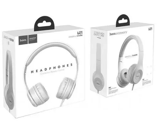 Провідні накладні навушники Hoco W21, 1.2 м with mic grey - фото 4