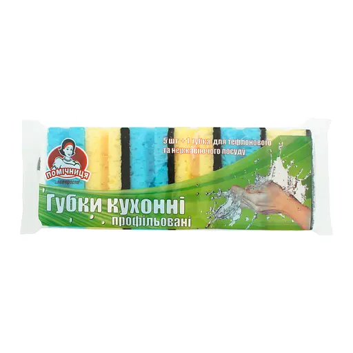 Губки кухонні Помічниця Профільовані 5 шт. + 1 шт. (для тефлону) - фото 2