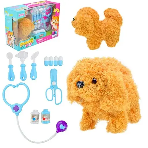 Мягкая интерактивная игрушка собачка, с набором доктора.