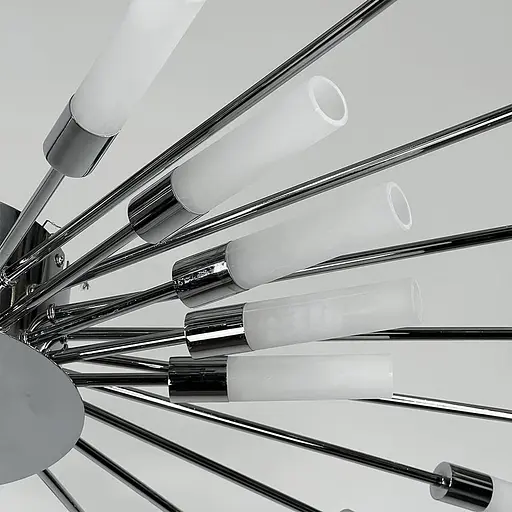 Потолочная хромированная люстра в форме солнечной вспышки на 32 плафона G4 Ø 110х90 см Line F | Ст. 1279/32 CH - фото 2