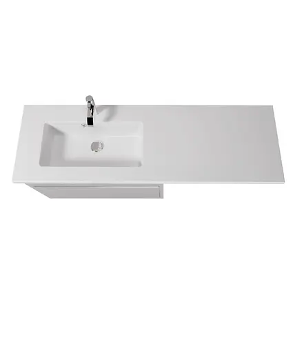 Тумба Мойдодир Moonshine 80 Adam 140 L Білий підлогова з крилом над пральною машиною Білий - фото 2