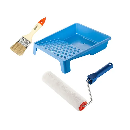 Валик "Велюр" 250х45 мм с ручкой, ванночка и кисточка "Стандарт" Polax (770-240) - фото 1