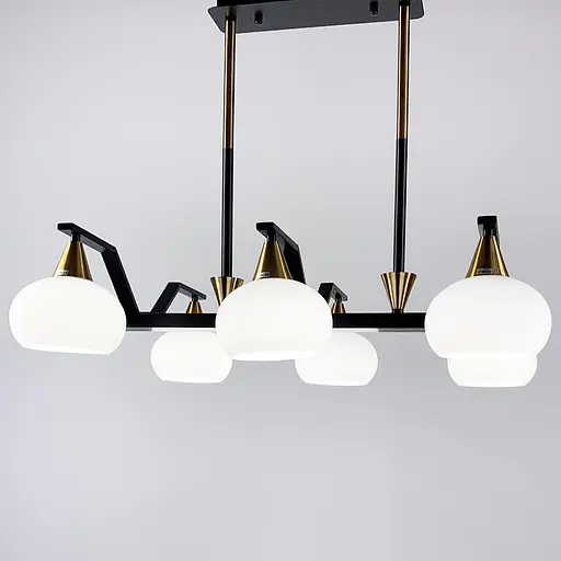 Витончена люстра в чорному корпусі з білими плафонами Line.F Кількість ламп 6 - фото 9