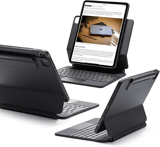 Защитный чехол для iPad Pro 12.9 с клавиатурой, магнитная поддержка, легко устанавливается, вертикальные/приподнятые режимы для iPad