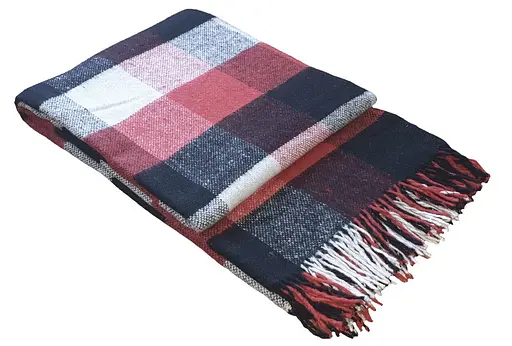 Плед шерстяной Vladi Палермо 140x200 красно-черно-белый 8 (1170) - фото 1