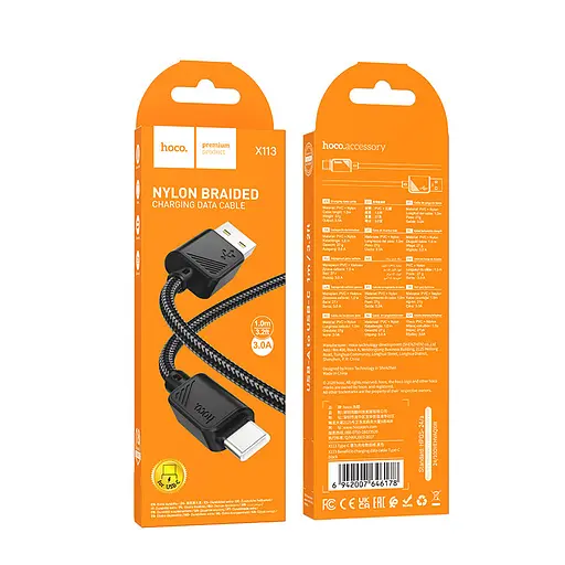 Дата кабель Hoco X113 Beneficio USB to Type-C (1m) Black - фото 4