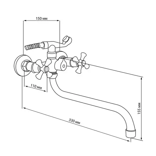 Змішувач для ванни Lidz (CRM) -30 21 140 01 - фото 2