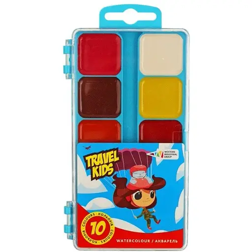 Набор детской акварели Гамма Travel kids 10 цветов без кисточки.