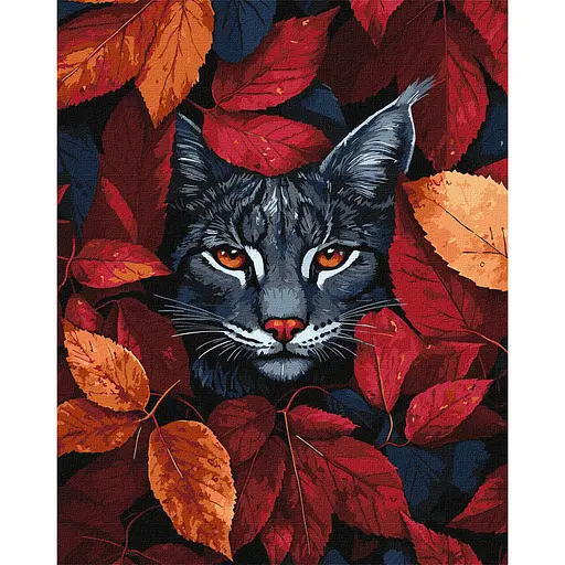 Картина по номерам "Осенняя рысь" Идейка KHO6699, 40x50 см - фото 1