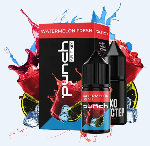 Набор компонентов для самозамеса солевой заправки Punch 30 мл Watermelon Fresh Арбуз лимон, 0-50 мг (17368)