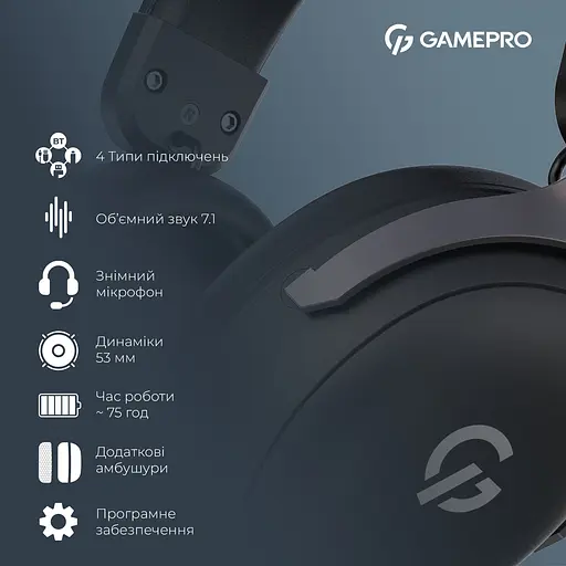 Ігрова гарнітура Gamepro Asgard Freya Pro бездротова (HSW201B) - фото 11