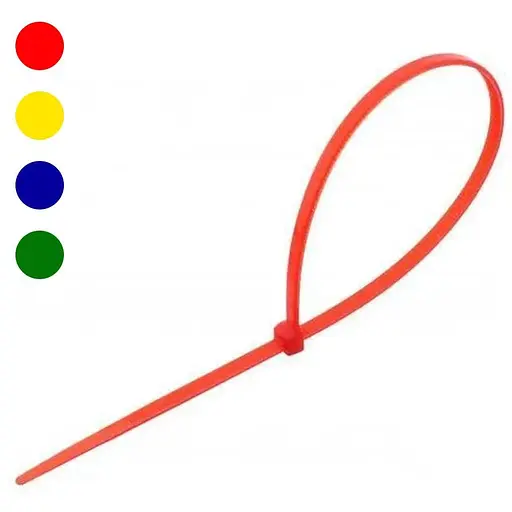 Стяжки для кабелю, 200 мм х 2.5 мм, 100 шт, асорті (4 кольори), Takel - фото 1