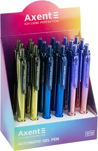Набор автоматических гелевых ручек Axent Starlight разноцветный корпус 0.5 мм синие 18 шт. (AG1127-02-A) - фото 3