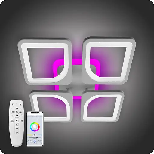 Люстра світлодіодна 517 Dlight 3color з пультом 80Вт Сірий (01826) - фото 2