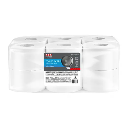 Туалетная бумага PRO service Standart для диспенсеров 1-слойная 200 м 12 рулонов (4823071636796)