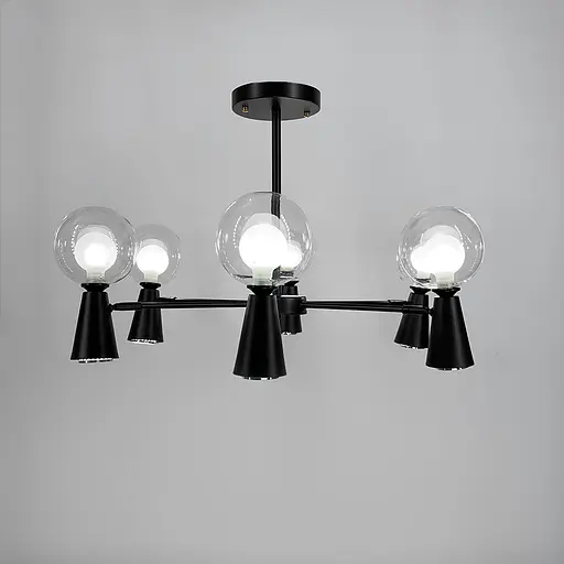 Чорна люстра ABELINA з 6-ма подвійними плафонами на 2 джерела світла Line.F YG 8006/6+6 BK - фото 1