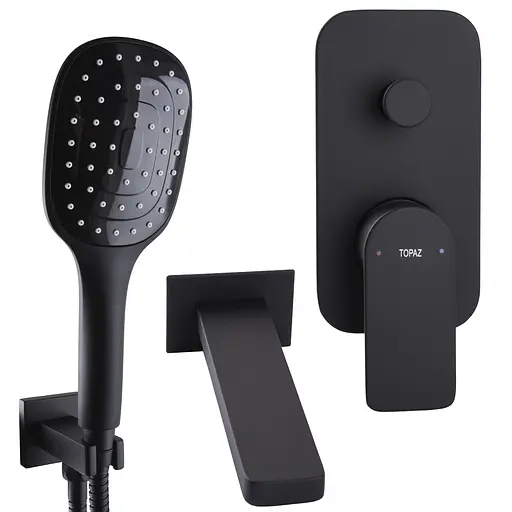 Душова система Topaz Sardinia TSG 08202-V-H20-BL вилив 190мм чорний, Чорний матовий - фото 6