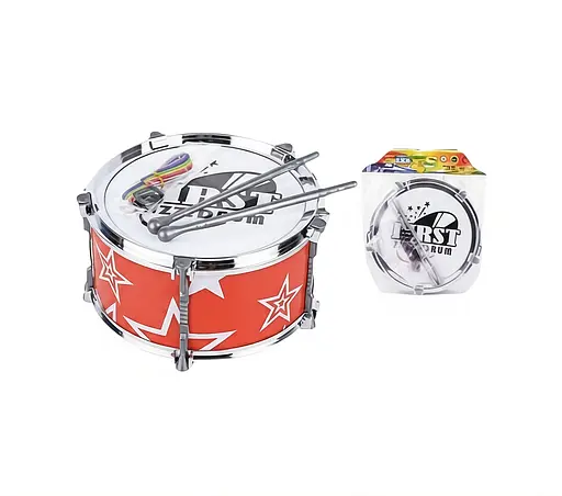 Іграшковий барабан для дітей  2251-1, помаранчевий, 27×22×29 см – з паличками та ремінцем, у пакеті - фото 2