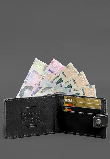 Кожаная обложка-портмоне на удостоверение ГСЧС черная - фото 5