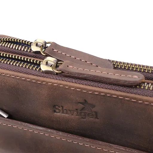 Чоловіча сумка через плече з натуральної шкіри вінтажної SHVIGEL 20х26х4,5 см sum0027434 - фото 5