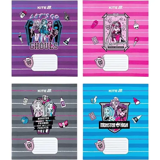 Набір зошитів Kite Monster High 12 аркушів в косу лінію 25 шт. (MH25-235)