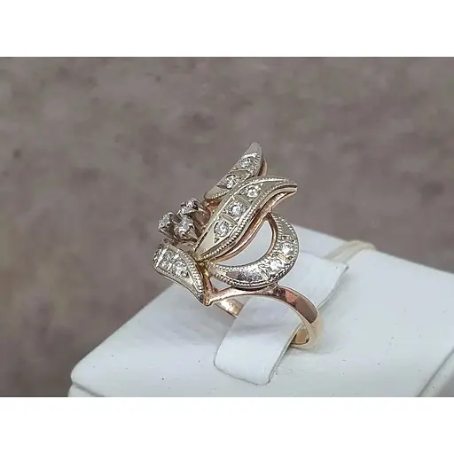 Золоте кільце Львівський державний ювелірний завод з діамантами. 8В410160936/21 18 - фото 3