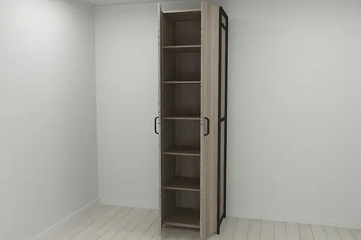 Шкаф Гардероб Уни секция 7 серии Конект Ferrum-decor 220x60x50см Черный металл ДСП Дуб Сонома Трюфель 16 мм (FRD-104562)