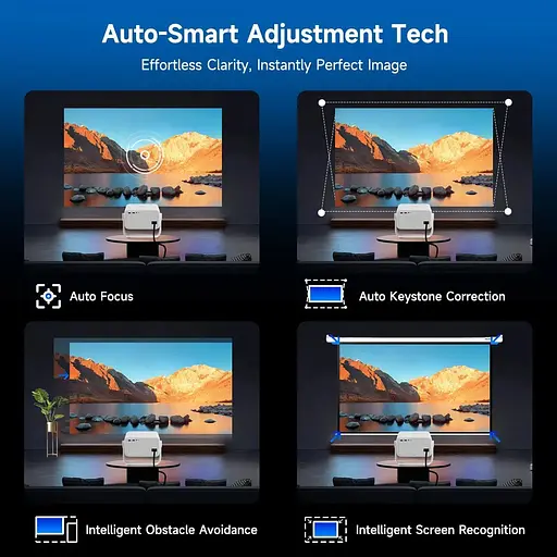 Смарт проектор з автофокусом Magcubic L018 Android 14, chip H726, 8K24fps, 1GB/8GB Wi-Fi 2.4G/5G Кінотеатр White (19028) - фото 7