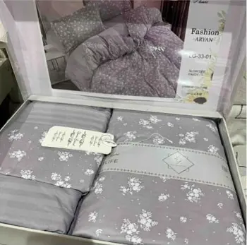 Постельное белье Laura Grand 33 01 сатин - евро комплект цвет серый - фото 2