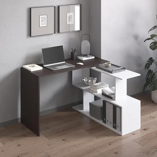 Cтол компьютерный Vays поворотный письменный cтол трансформер M-41 Венге Темный-Белый