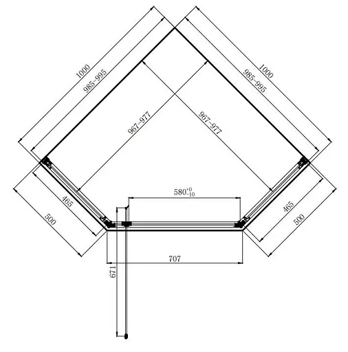 Душевая кабина Dusel DL197H Chrome 1000x1000x1900, Универсальная, прозрачная, хром, 100x100 - фото 2