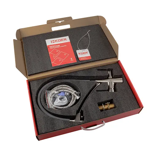 Смеситель для кухни на две воды с гибким изливом Koer KB-72003-02 KR3374 Нержавеющая сталь - фото 7