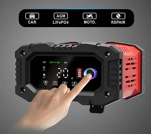 Зарядное устройство Foxsur 12V-8A/24V4A 12V-20A для автомобильного аккумулятора - фото 4