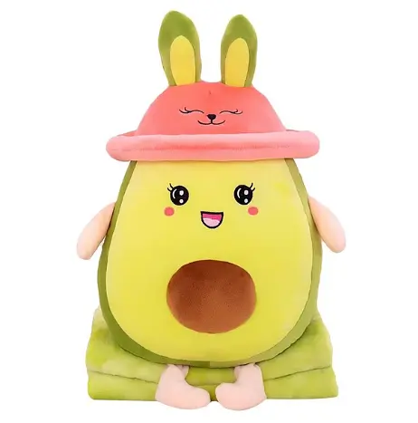 Детский набор Авокадо в шапке, плед зеленый, мягкая игрушка 60 см с пледом 1,00 x 1,70 м - фото 1