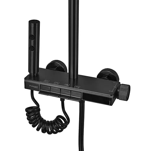 Душева система Champion PBL-009-J Black з кнопковим перемикачем 4 режими CH6499, Чорний матовий - фото 2