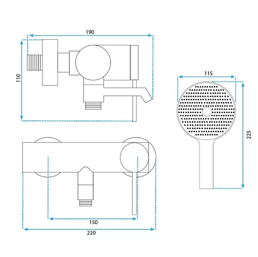 Змішувач для ванни Rea Foss brushed gold настінний з виливом REA-B5112 Золотий - фото 4