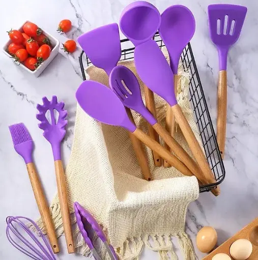 Набір кухонного приладдя Silicone kitchen utensils set 12 предметів Фіолетовий - фото 3