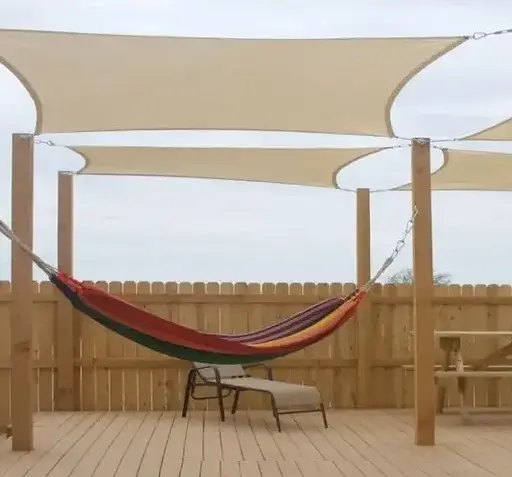 Тент навіс затіняючий квадратний 3х3м Сітка (Молочний) - фото 3