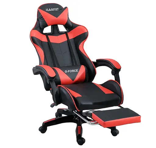 Кресло геймерское Hanert G-Force с подставкой для ног Black/Red - фото 3