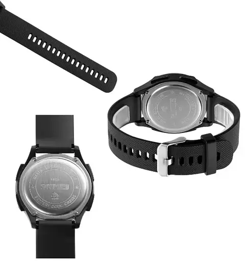 Чоловічий спортивний наручний годинник Skmei 1893 (Чорний з білим циферблатом) - фото 7