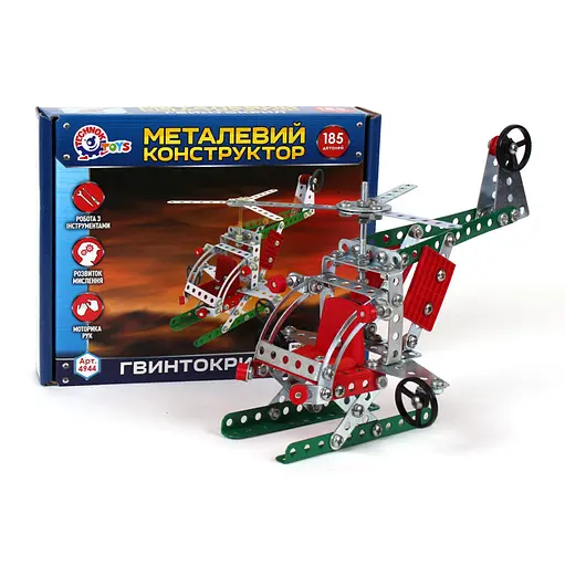 Детский Конструктор металлический "Вертолет"ТехноК 4944TXK, 185 деталей - фото 3