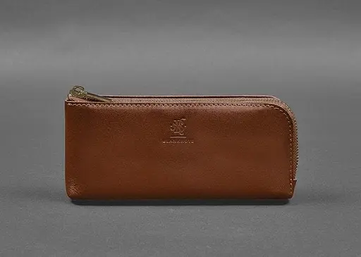 Кожаный портмоне-купюрник на молнии 14.0 светло-коричневый - фото 1