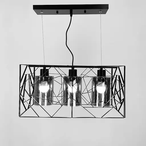 Світильник Лофт у чорному корпусі на 3 графітових плафони | Арт. 12120/3 BK+GR | Line F - фото 1