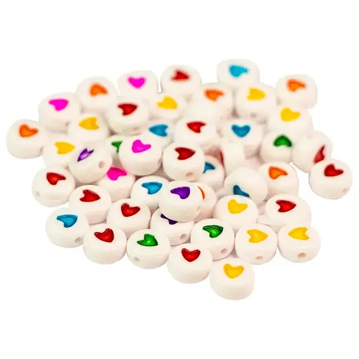 Намистини пластикові Круглі з сердечками асорті 50шт - фото 1